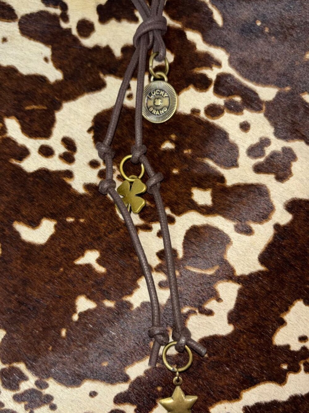 Lucky Brand Leather & Calf Hair Dark Brown Cappuccino Bag Tote With Charms - Picture 5 of 8